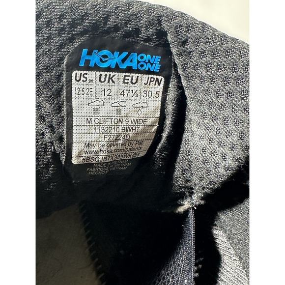 Hoka One One Clifton 9 Running Shoes Mens 12.5 2E WIDE Black Comfort Sneaker - Picture 15 of 15